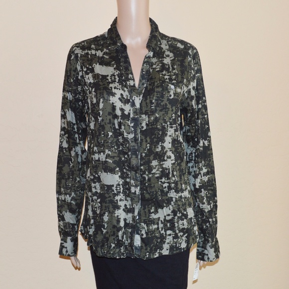 JAG Camouflage “Roan” Button Up Hi-Low Blouse NWT - Picture 2 of 8